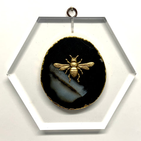 Acrylic Frame with Italian Bee on Agate (7” wide)