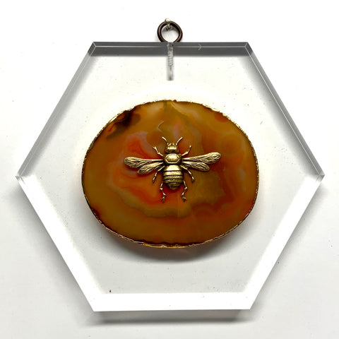 Acrylic Frame with Italian Bee on Agate (7” wide)