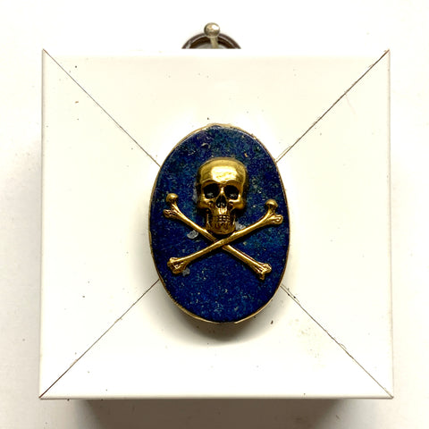 Modern Lacquered Frame with Skull and Crossbones on Lapis (2.5