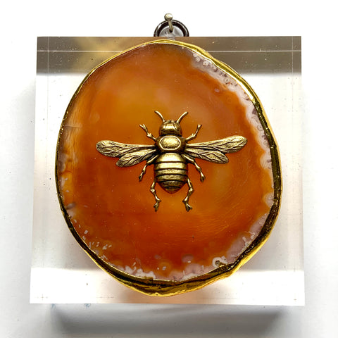 Acrylic Frame with Italian Bee on Agate / Slight Imperfections (3.75