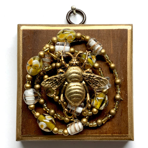 Wooden Frame with Grande Bee on Necklace (3.25