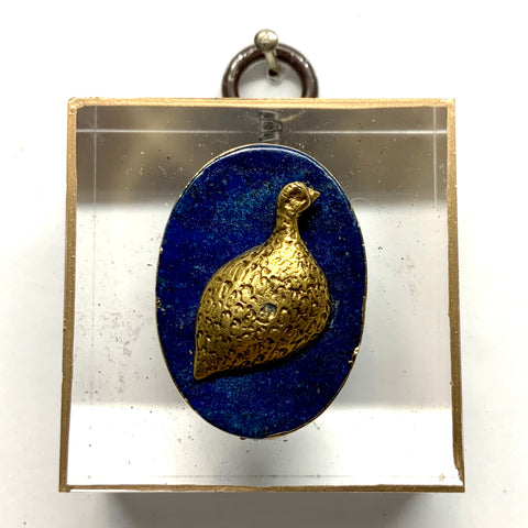Acrylic Frame with Quail on Lapis / Slight Imperfections (2
