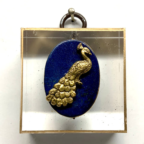 Acrylic Frame with Peacock on Lapis / Slight Imperfections (2