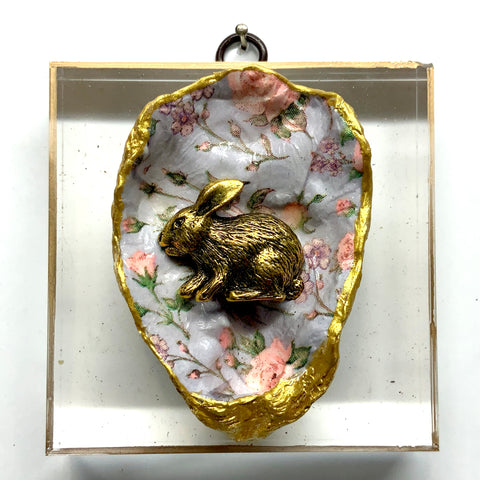 Acrylic Frame with Bunny on Oyster Shell / Slight Imperfections (3.75