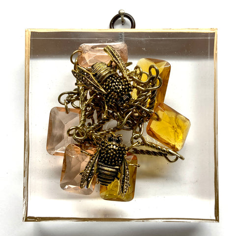Acrylic Frame with Bees on Necklace / Slight Imperfections (3.75