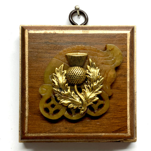 Wooden Frame with Thistle on Jade (3.25