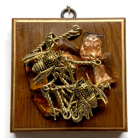Wooden Frame with Bees on Necklace (3.75