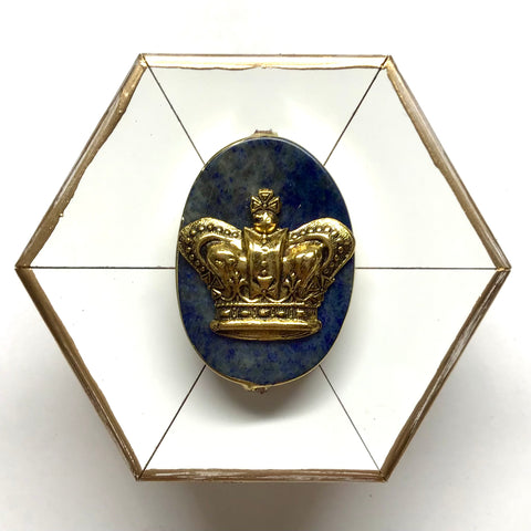 Modern Lacquered Frame with Crown on Lapis (2.75” wide)