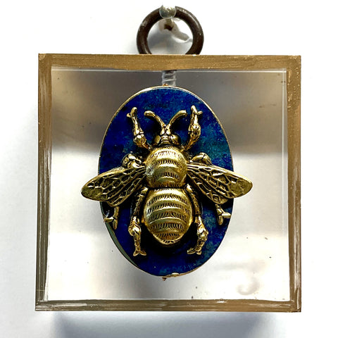 Acrylic Frame with Grande Bee on Lapis / Slight Imperfections (2