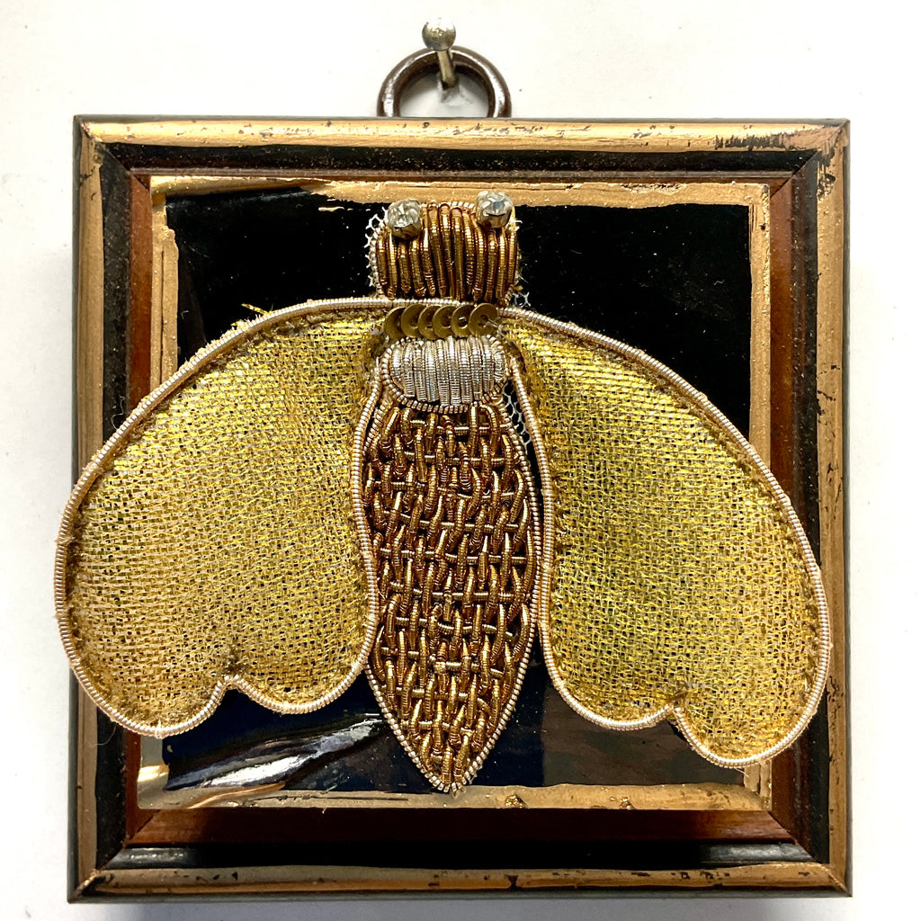 Wooden Frame with Embroidered Bee (3” wide)