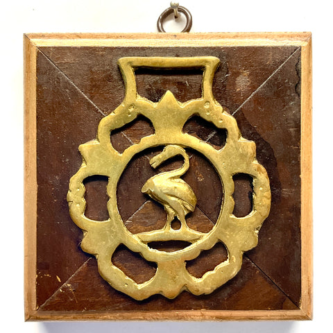 Wooden Frame with Bird Horse Brass (4.25” wide)