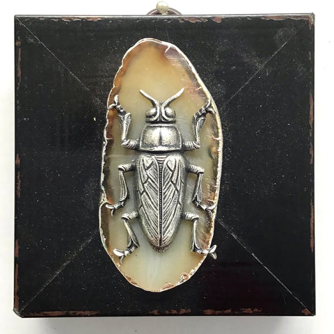 Modern Lacquered Frame with Beetle on Agate (3” wide)