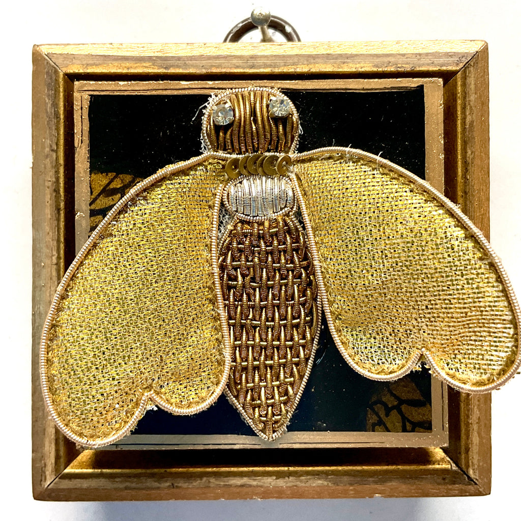 Wooden Frame with Embroidered Bee (3” wide)