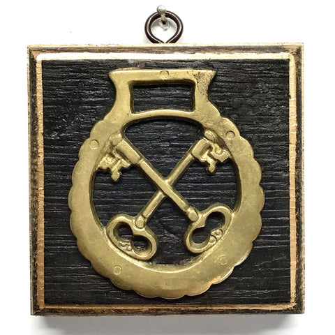Bourbon Barrel Frame with Keys Horse Brass  (4” wide)