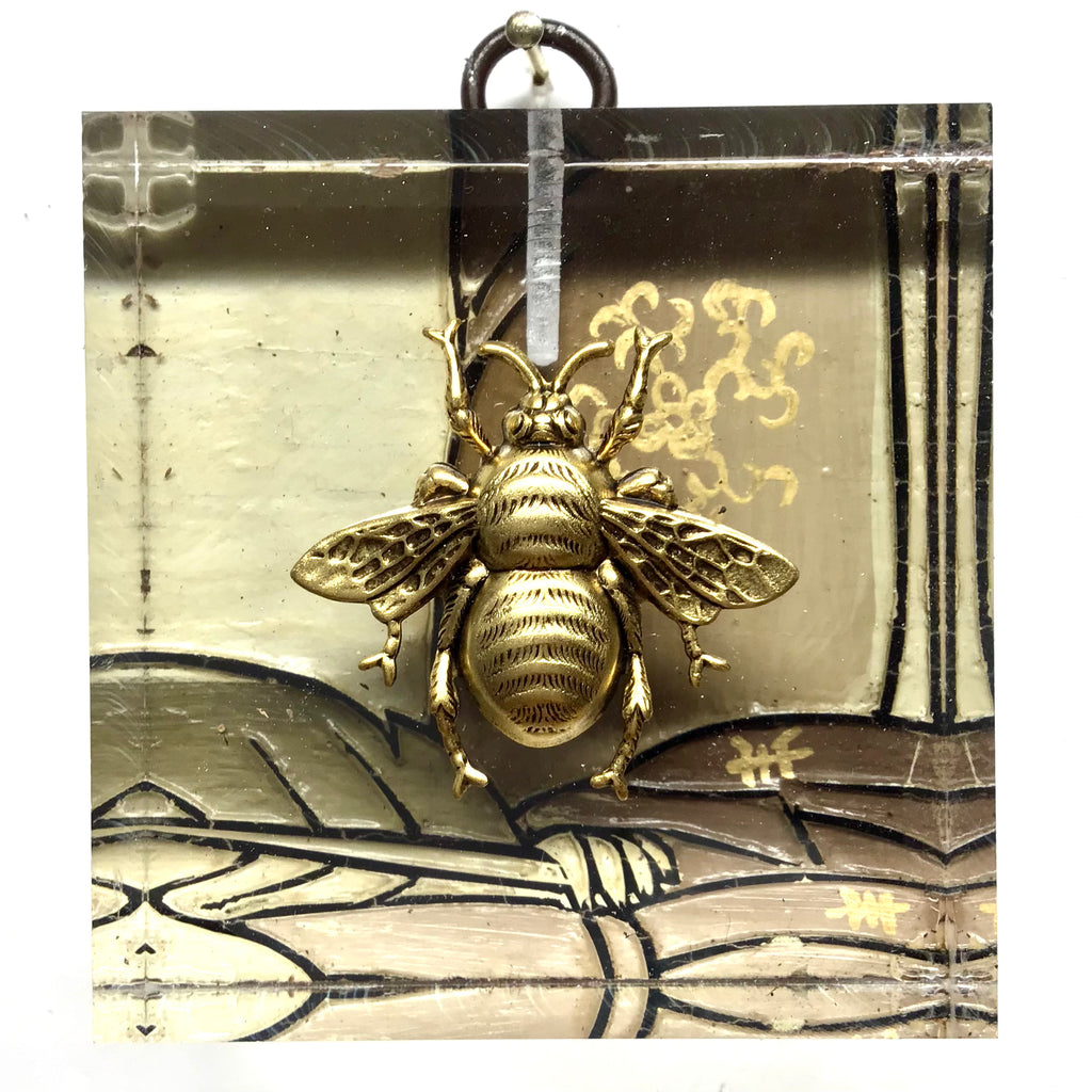 Coromandel under Lucite Frame with Grande Bee (3” wide) Museum Bees