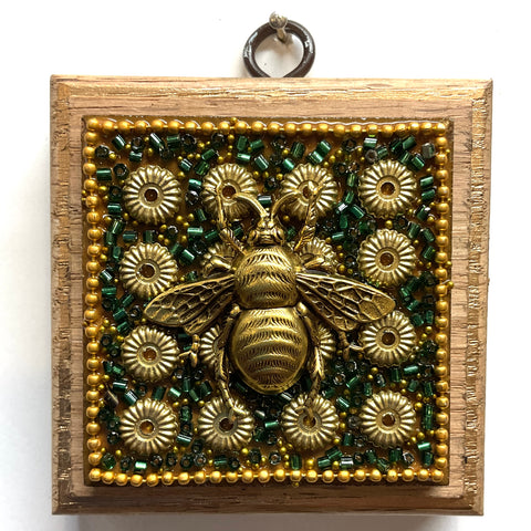 Wooden Frame with Grande Bee on Beaded Block (3.25