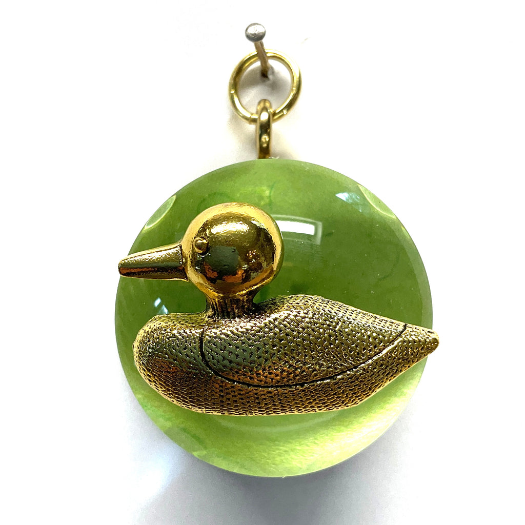 Acrylic Orb with Duck on Green Paper (2.25” wide)