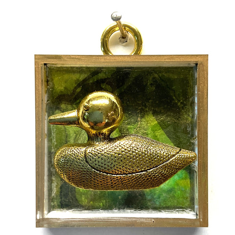 Acrylic Frame with Duck on Marbled Paper Slight Imperfections (2” wide)