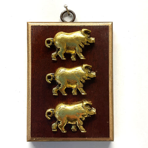 Wooden Frame with Pigs (3.25” wide)