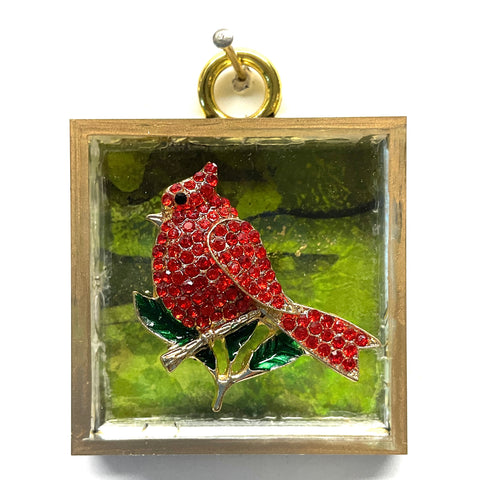 Acrylic Frame with Cardinal on Marbled Paper Slight Imperfections (2” wide)