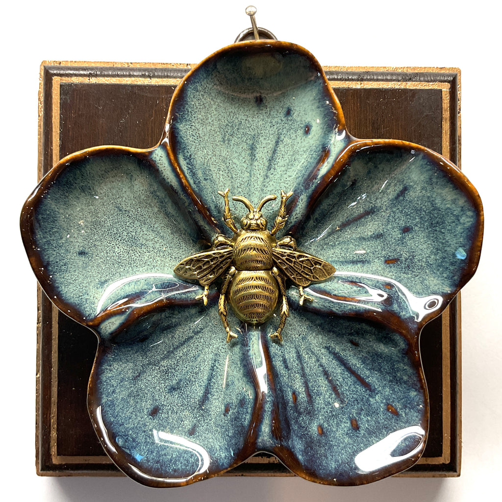 Wooden Frame with Grande Bee on Porcelain Dish (5” wide)
