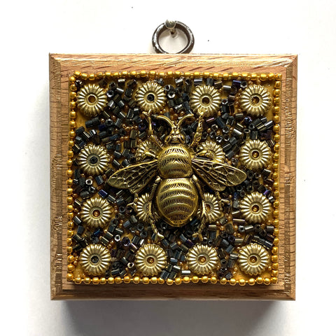 Wooden Frame with Grande Bee on Beaded Block (3.25
