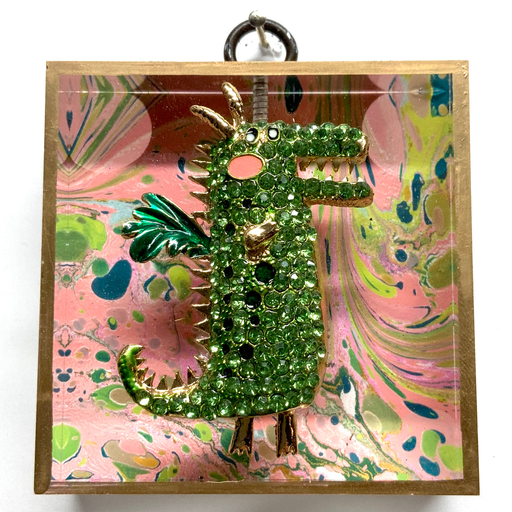 Acrylic Frame with Dragon on Marbled Paper / Slight Imperfections (3