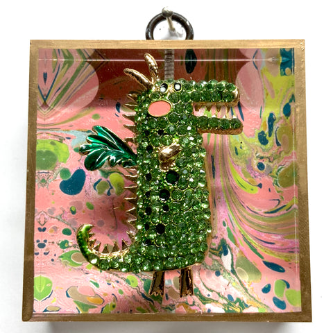 Acrylic Frame with Dragon on Marbled Paper / Slight Imperfections (3
