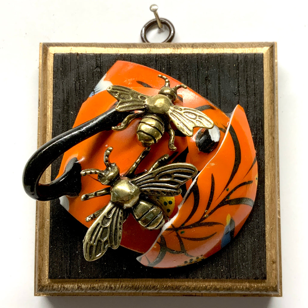 Bourbon Barrel Frame with Bees on Ceramic Ball Pieces (4