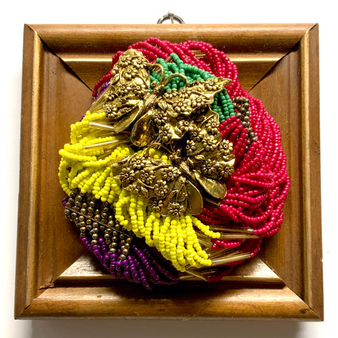 Wooden Frame with Butterflies on Beads (5.75