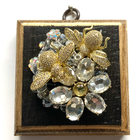 Bourbon Barrel Frame with Sparkle Bees on Brooch (3.25