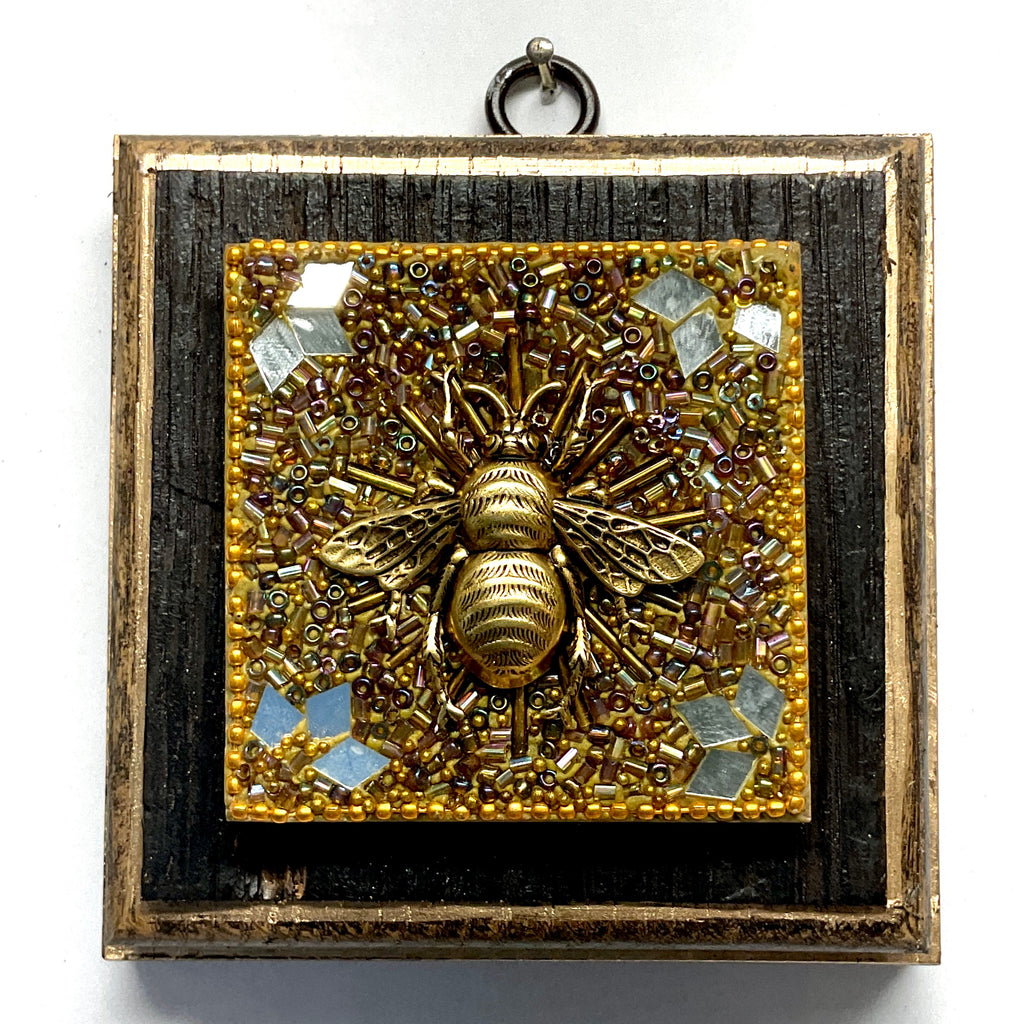 Bourbon Barrel Frame with Grande Bee on Gold Beaded Block (3.75