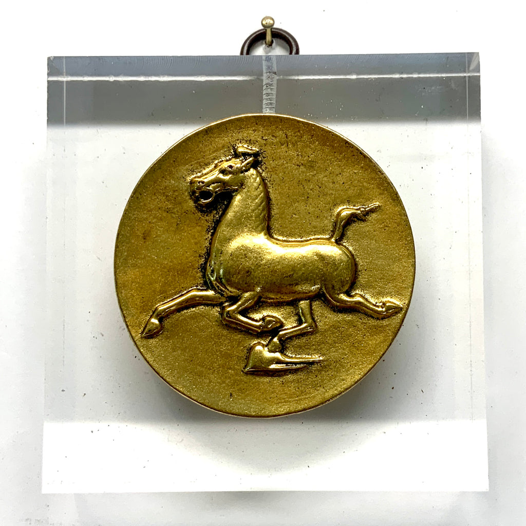 Lucite Acrylic Frame with Flying Horse of Gansu: Slight Imperfections (3.75” wide)