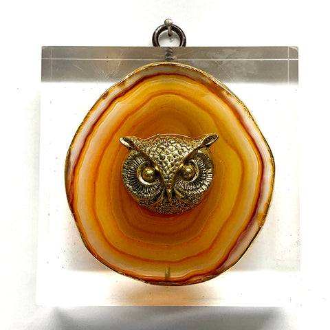 Acrylic Frame with Owl on Agate / Slight Imperfections (4
