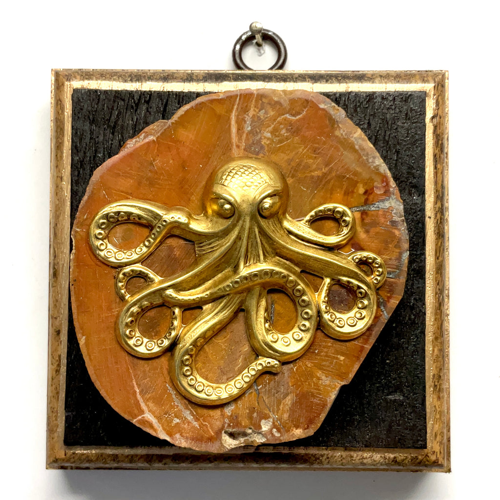 Bourbon Barrel Frame with Octopus on Petrified Wood (3.75