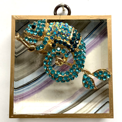 Acrylic Frame with Chameleon on Marbled Paper / Slight Imperfections (3