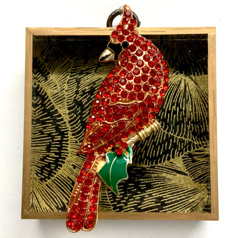 Acrylic Frame with Cardinal on Marbled Paper / Slight Imperfections (3