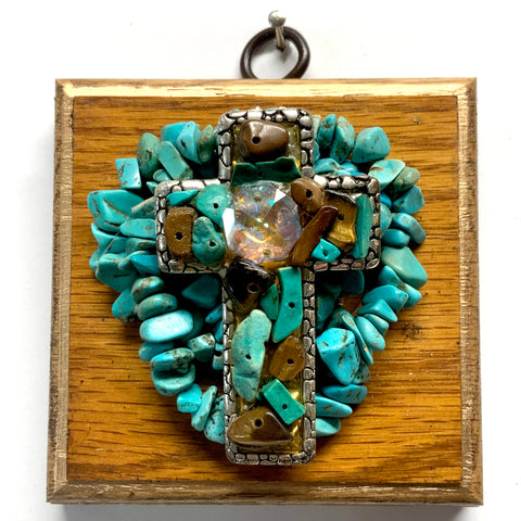 Wooden Frame with Cross on Necklace (3.25