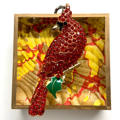 Acrylic Frame with Cardinal on Marbled Paper / Slight Imperfections (3