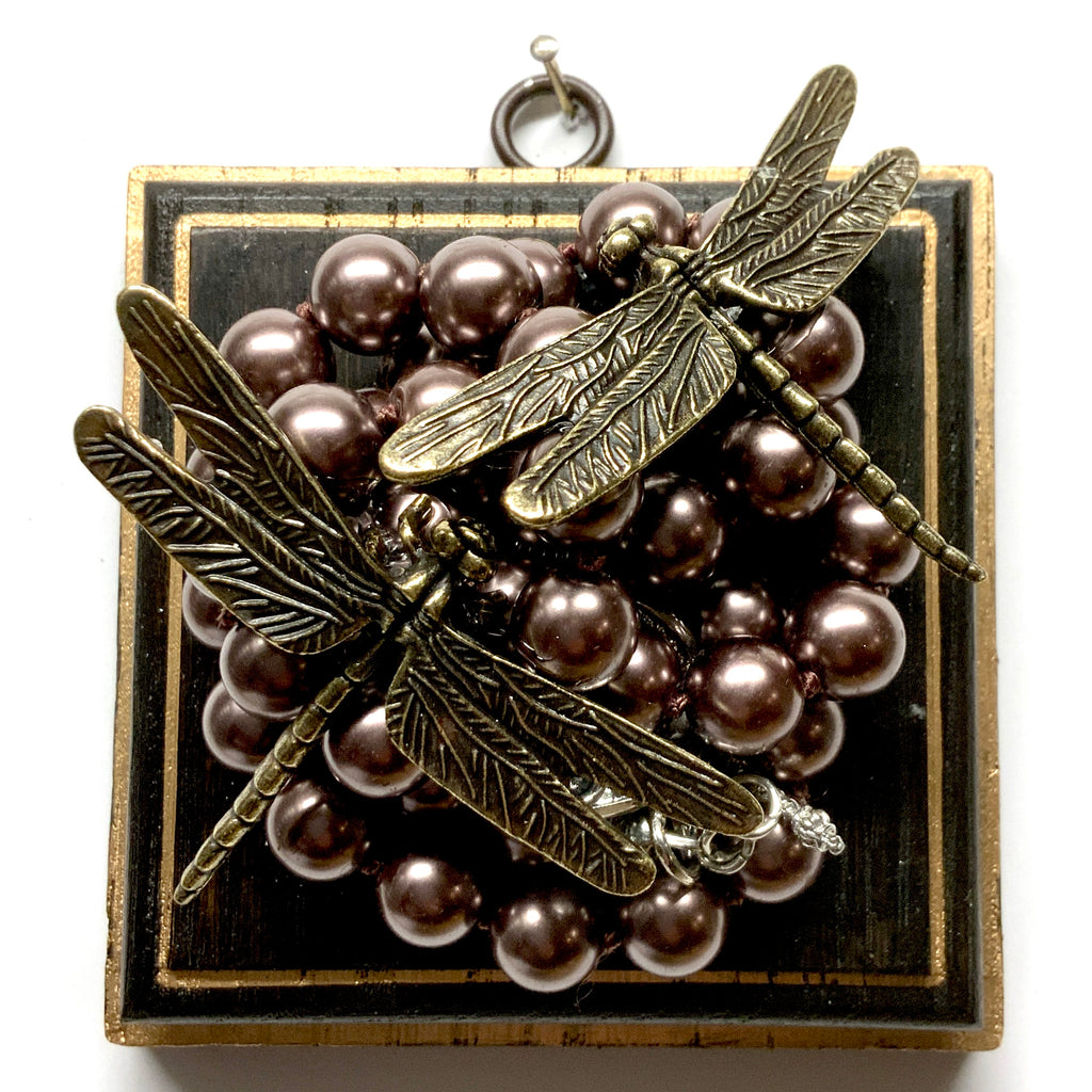Wooden Frame with Dragonflies on Necklace (4