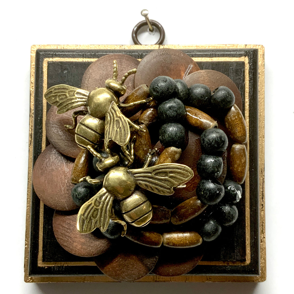 Wooden Frame with Bees on Necklace (4