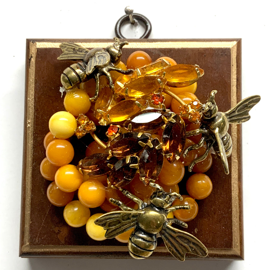 Wooden Frame with Bees on Necklace (3.25