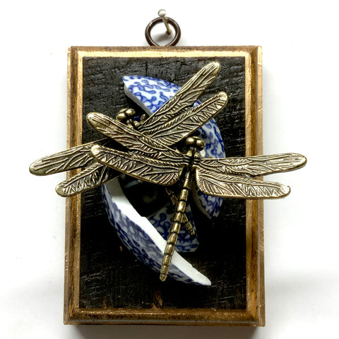 Bourbon Barrel Frame with Dragonflies on Ceramic Ball Pieces (3.25