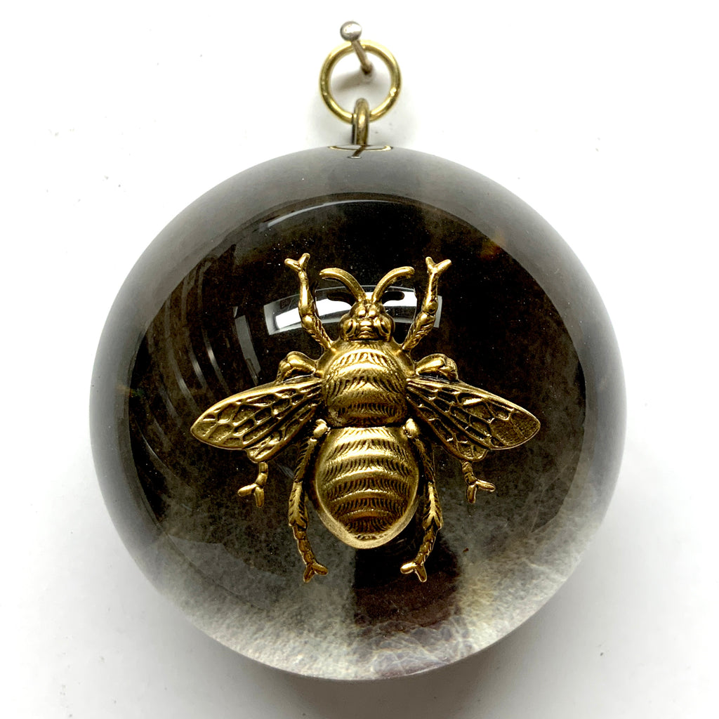 Acrylic Dome Frame with Grande Bee on Marbled Paper / Slight Imperfections (3