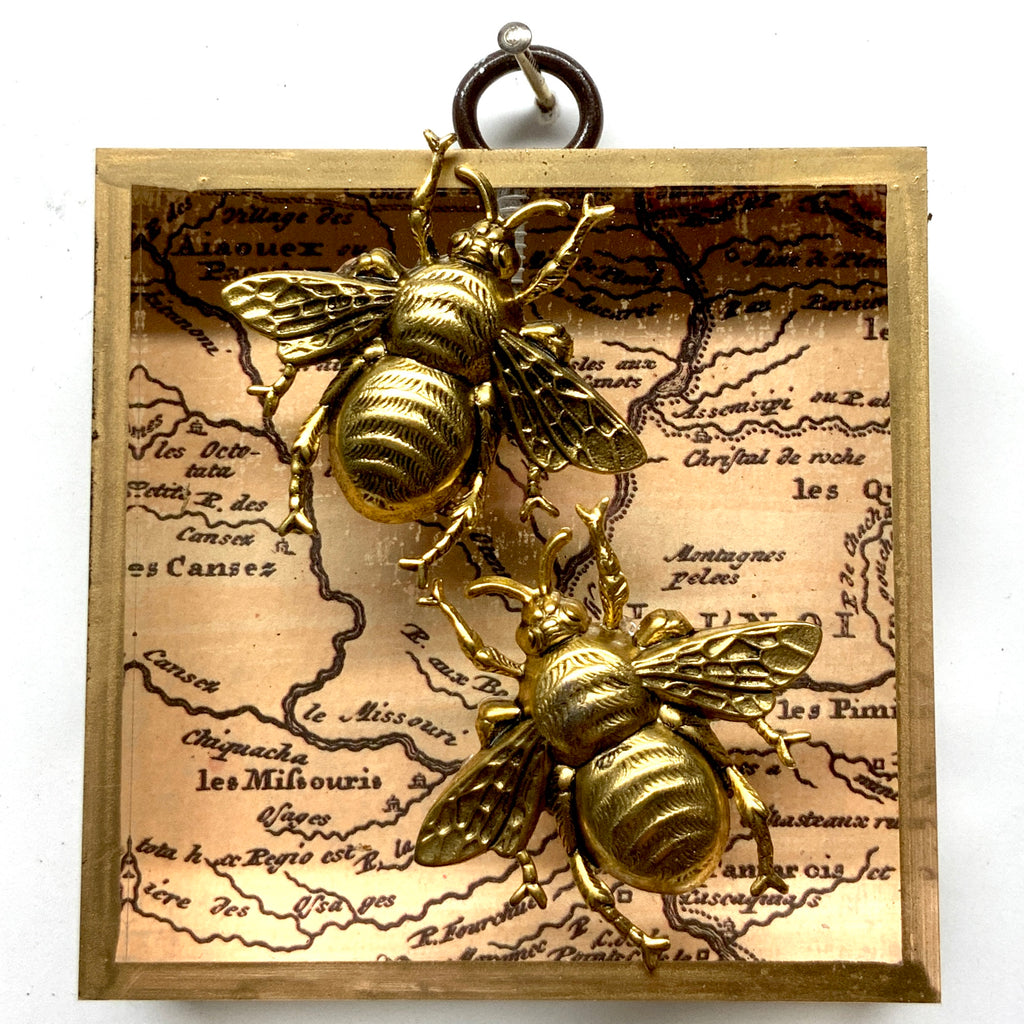 Acrylic Frame with Grande Bees on Map / Slight Imperfections (3
