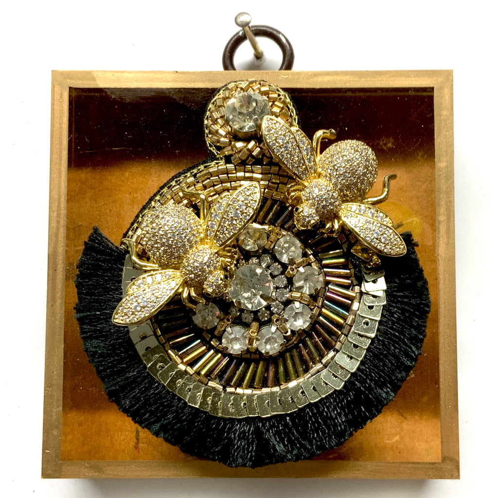 Acrylic Frame with Sparkle Bees on Earring / Slight Imperfections (3