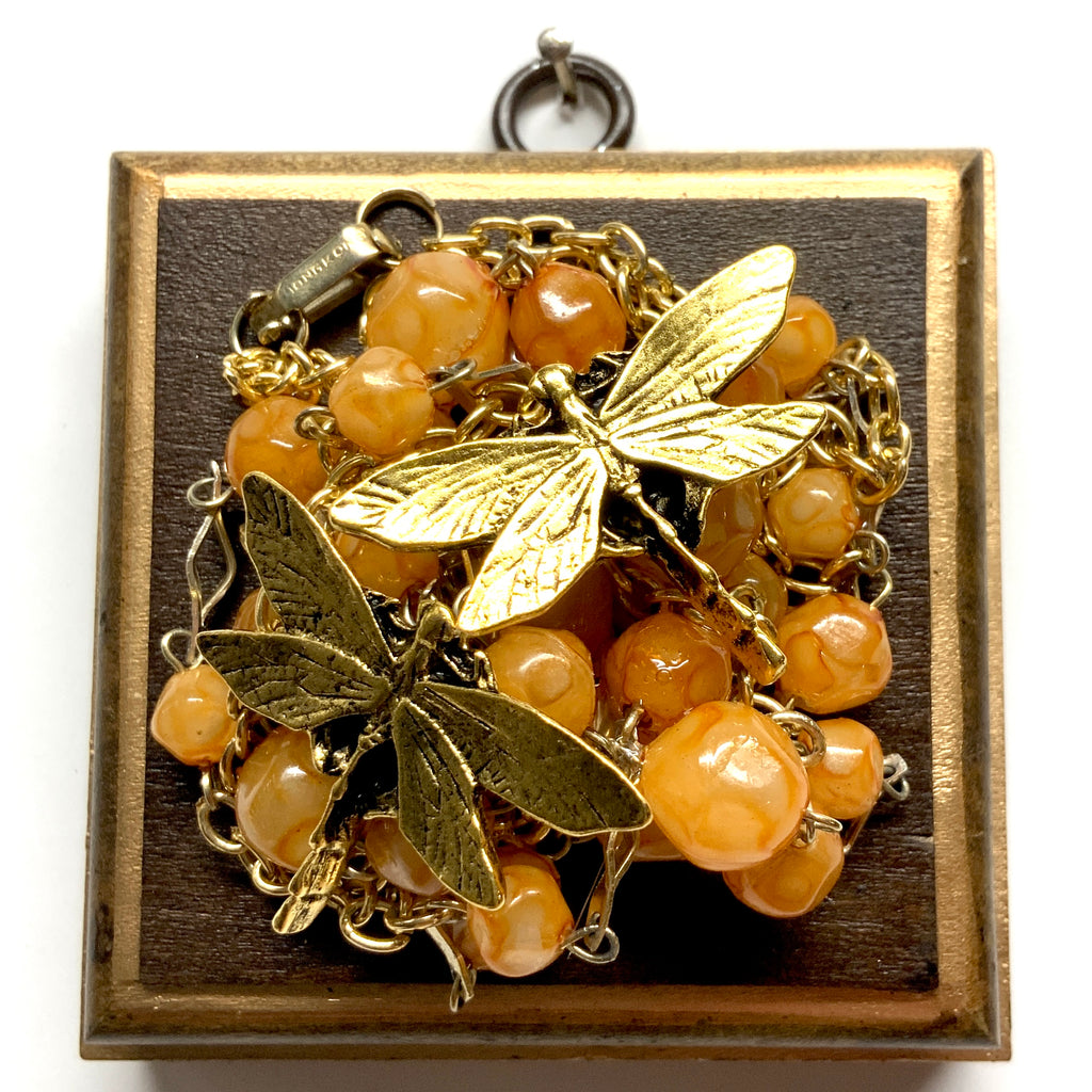 Wooden Frame with Dragonflies on Necklace (3.25