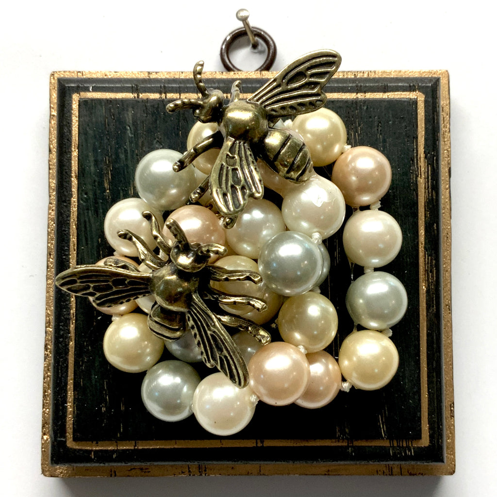 Painted Frame with Bees on Pearls (4