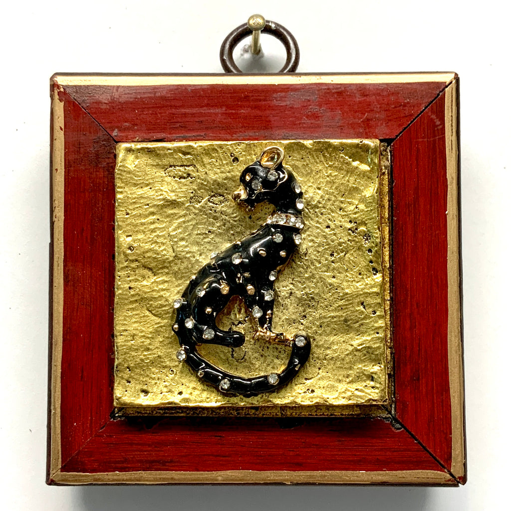Lacquered Frame with Enameled Cat (2.75” wide)
