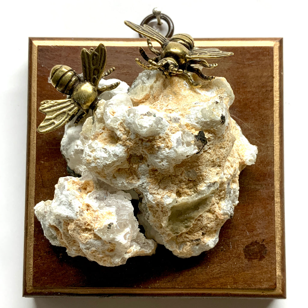 Wooden Frame with Bees on Stone (4